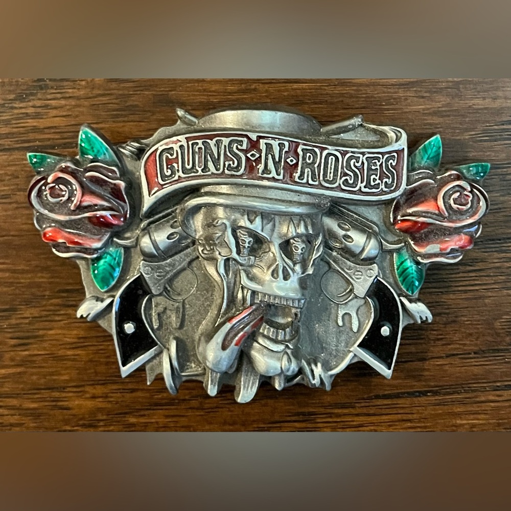 Silver and Red Belt Buckle